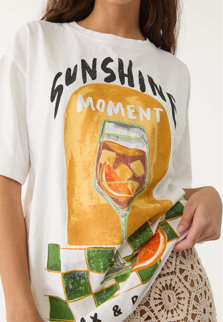 camiseta oversize heavy cotton estampado