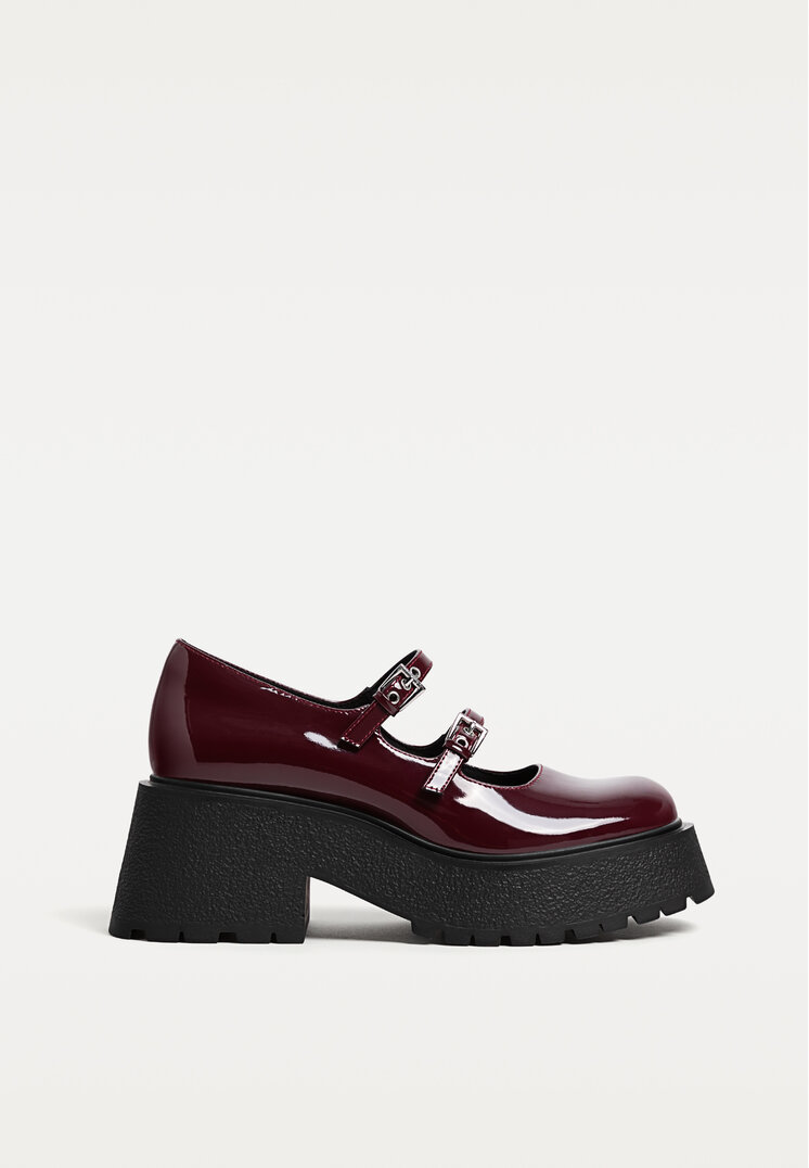 Stradivarius Pantofi Fără Toc Cu Talpă Track Roșu Închis 35