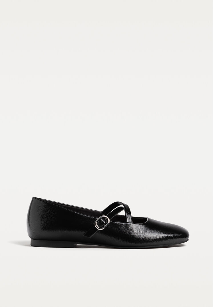 Stradivarius Balerini Cu Barete Încrucișate Negru 41