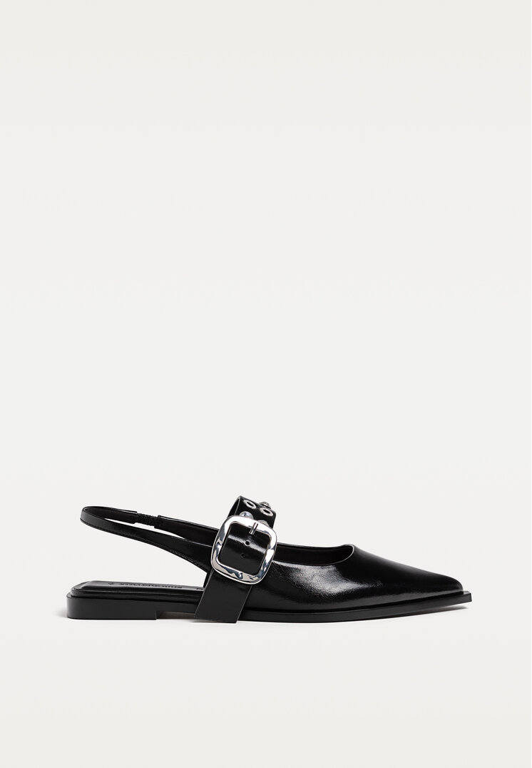 zapatos planos destalonados hebilla