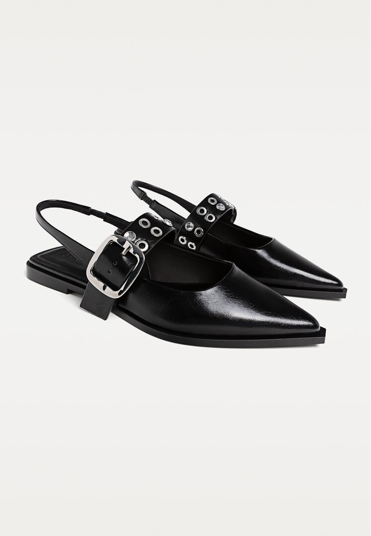 zapatos planos destalonados hebilla