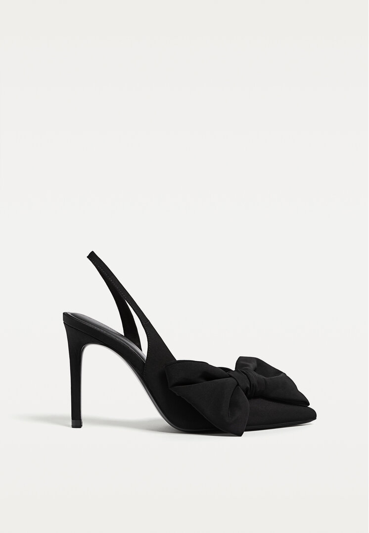 Stradivarius Pantofi Cu Toc Și Fundiță Negru 38