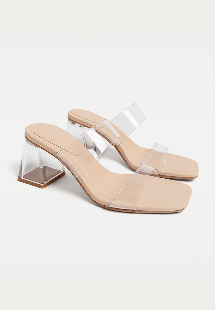 sandalias tacon ancho vinilo