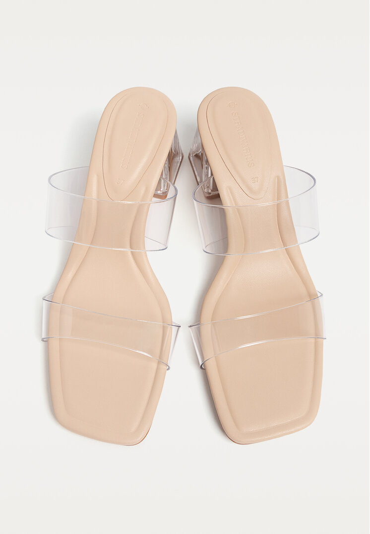 sandalias tacon ancho vinilo