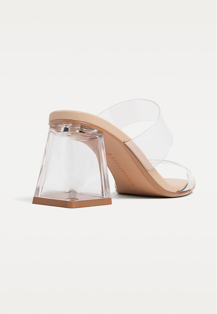 sandalias tacon ancho vinilo