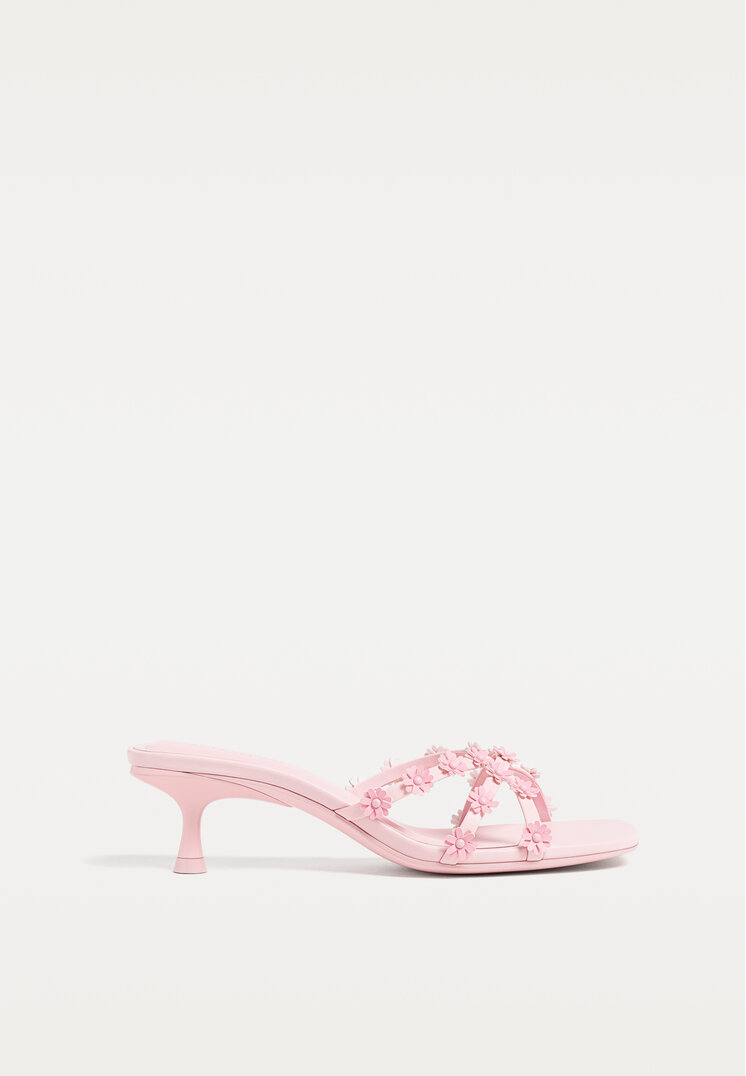 sandalias de tacon flores