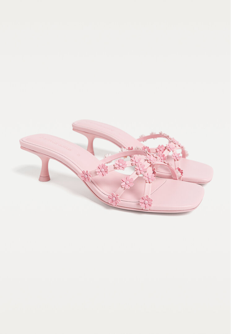 sandalias de tacon flores