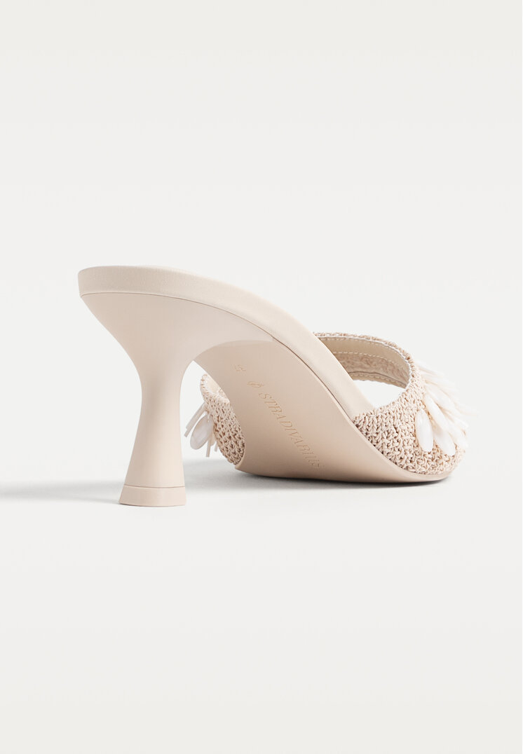 sandalias de tacon con detalles ovalados