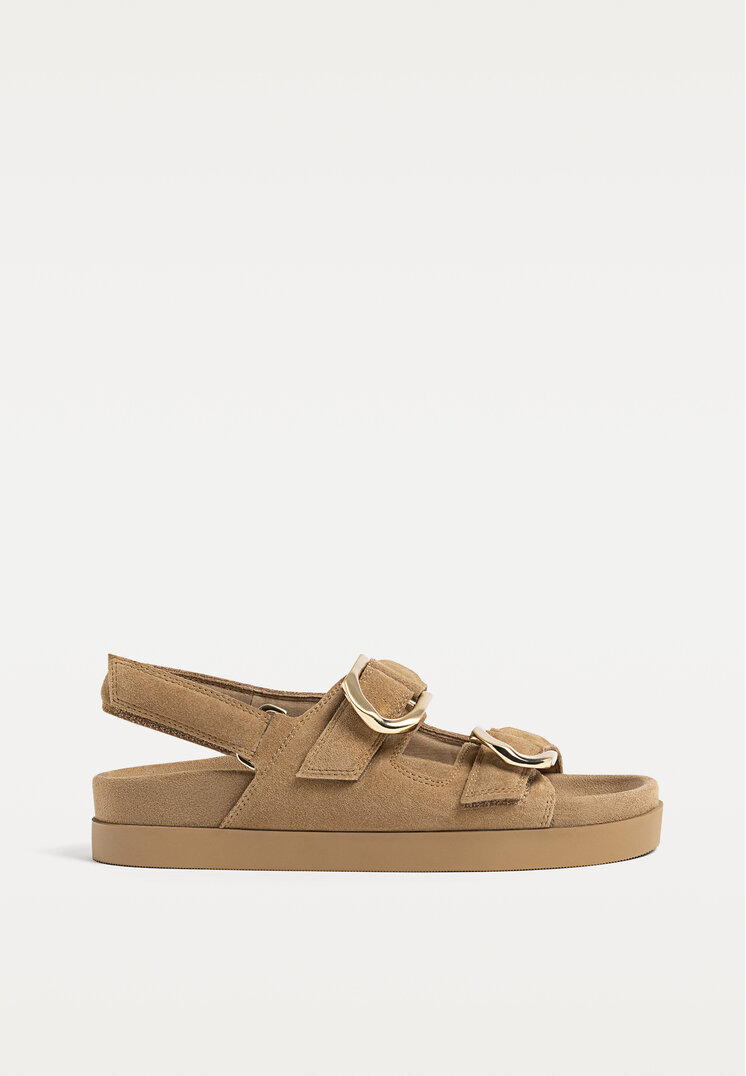sandalias plana piel hebillas