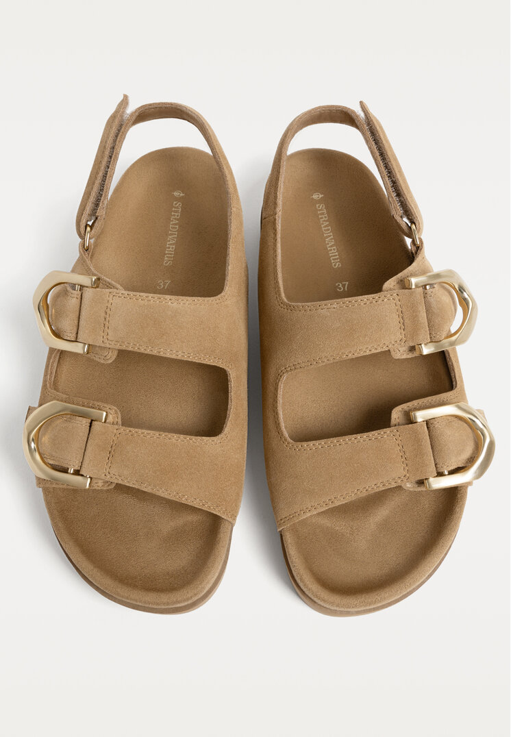sandalias plana piel hebillas