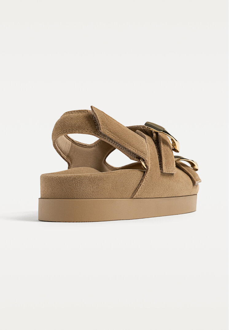 sandalias plana piel hebillas