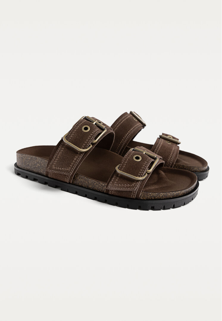 sandalias planas piel