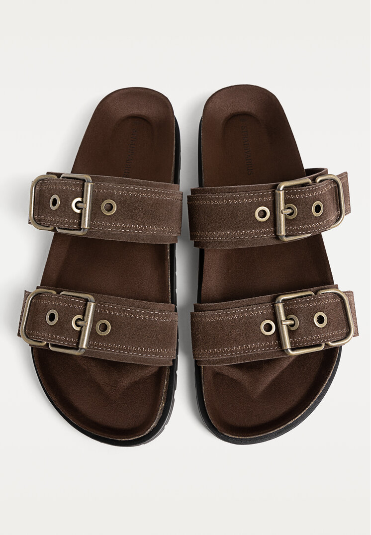 sandalias planas piel