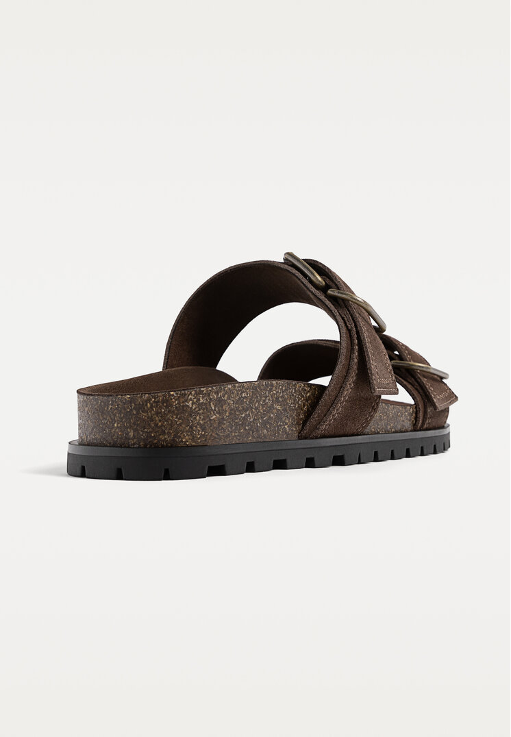 sandalias planas piel