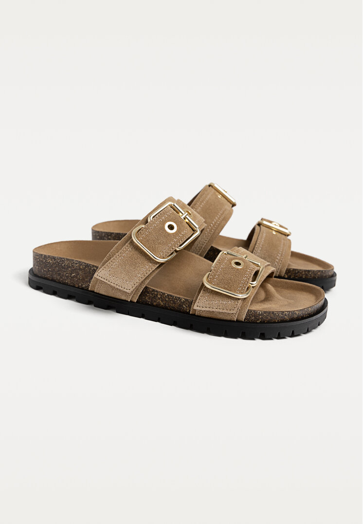 sandalias planas piel