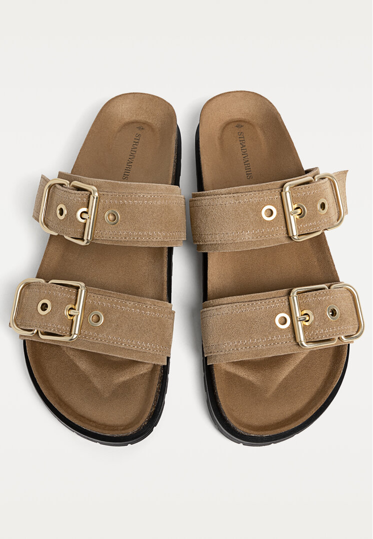 sandalias planas piel