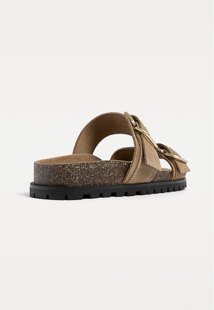 sandalias planas piel