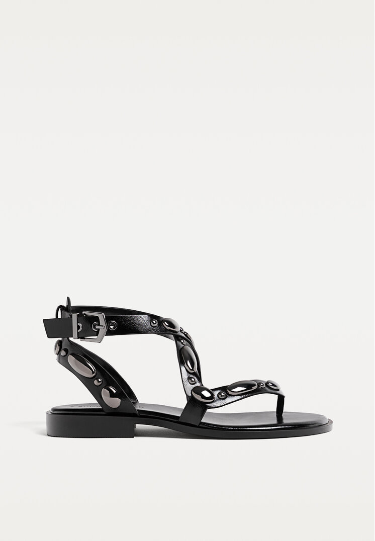 sandalias planas metaleria