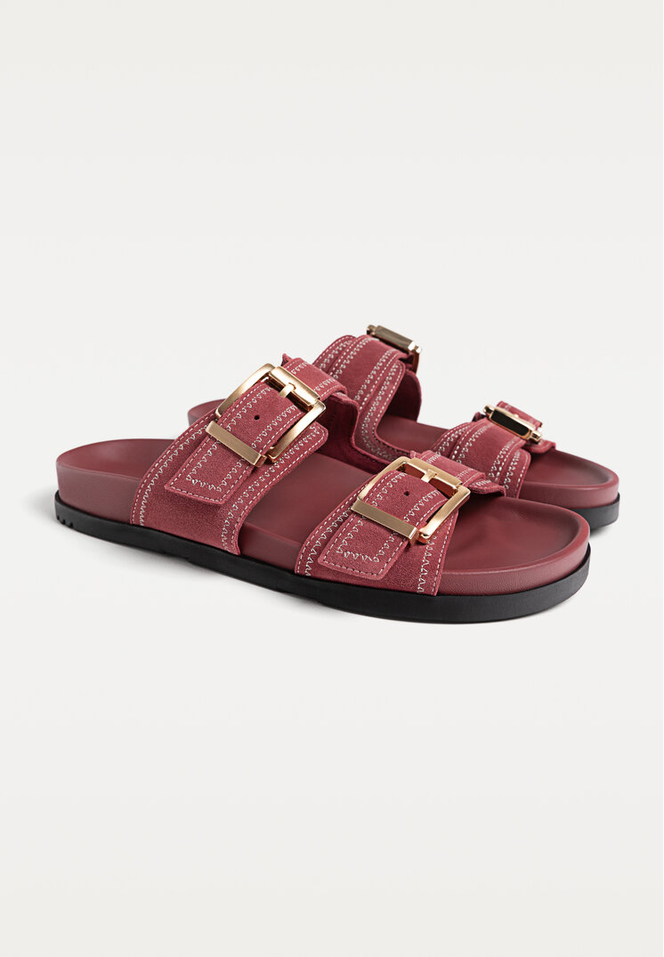 sandalias planas piel hebillas