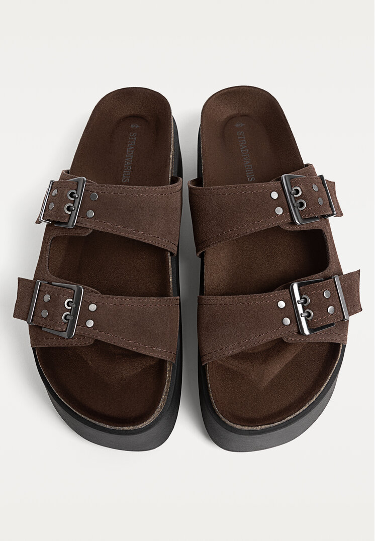 sandalias piel planas hebillas