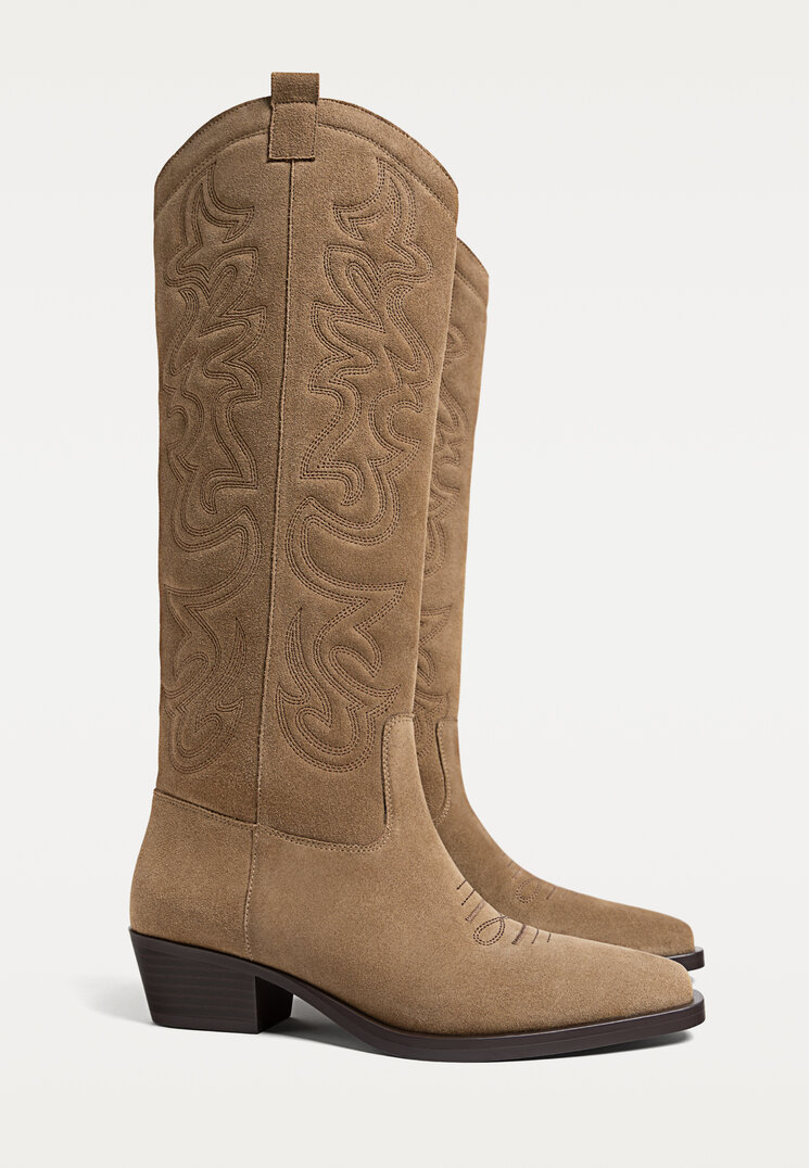 botas cowboy grabados serraje