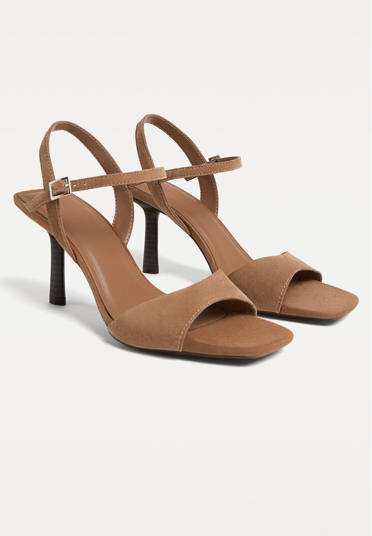 sandalias tacon piel