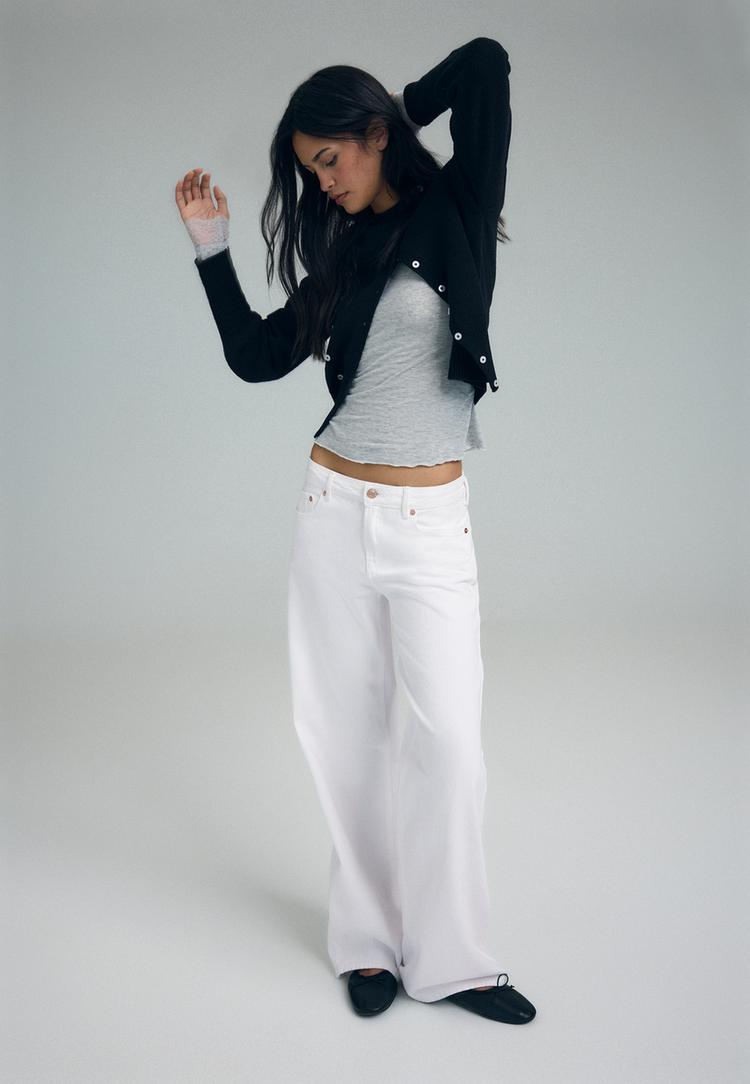 D91 low-rise wide-leg twill jeans — White
