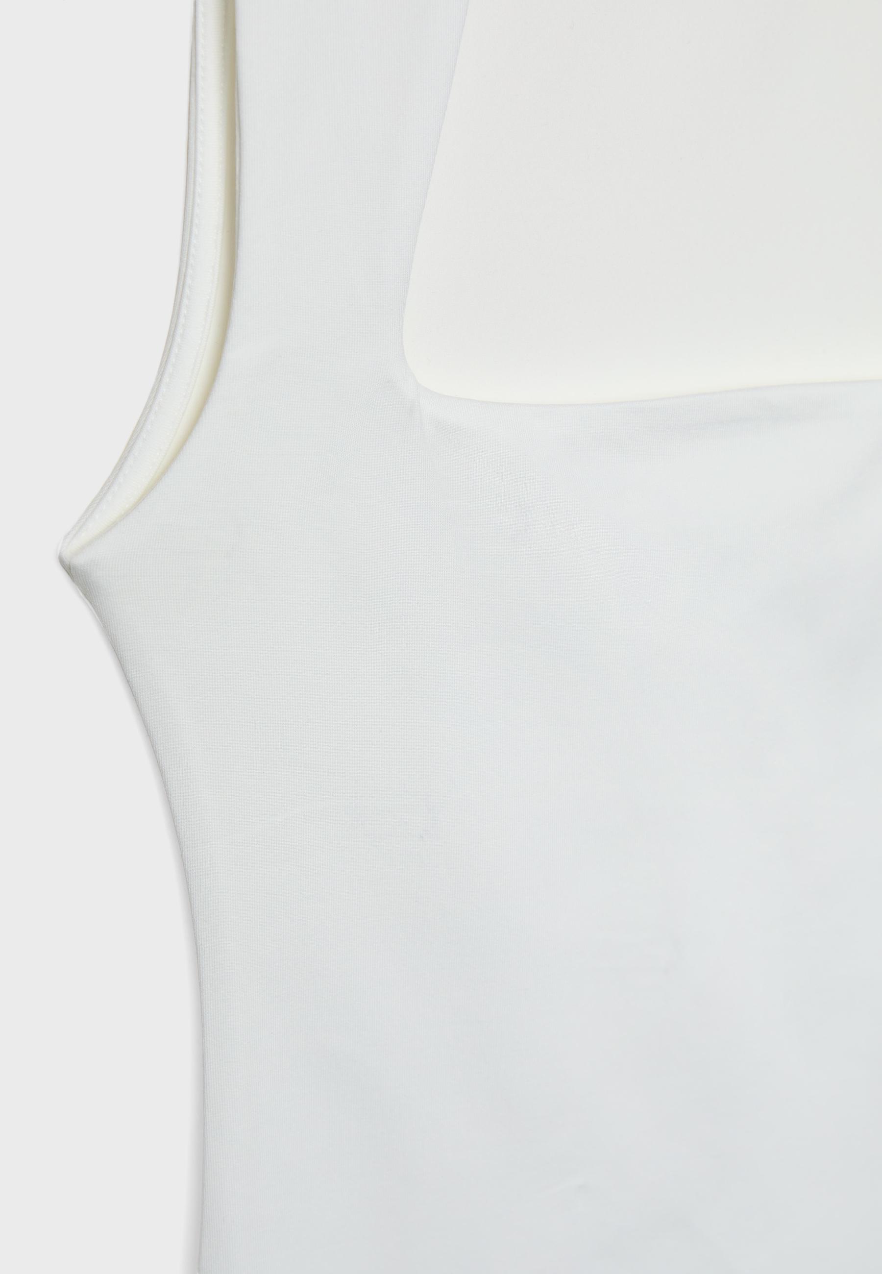 Polyamide square neckline bodysuit — Ecru