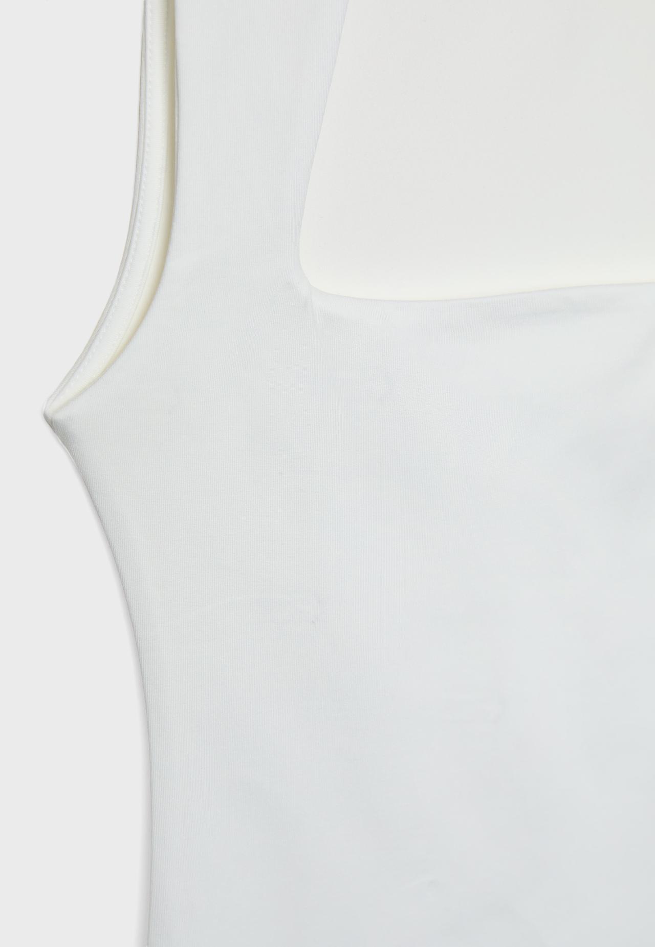 Polyamide square neckline bodysuit — Ecru