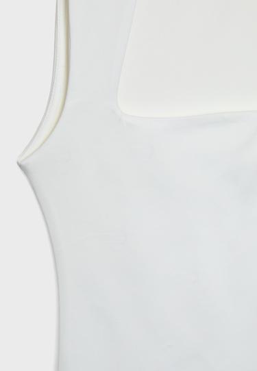 Polyamide square neckline bodysuit — Ecru 9