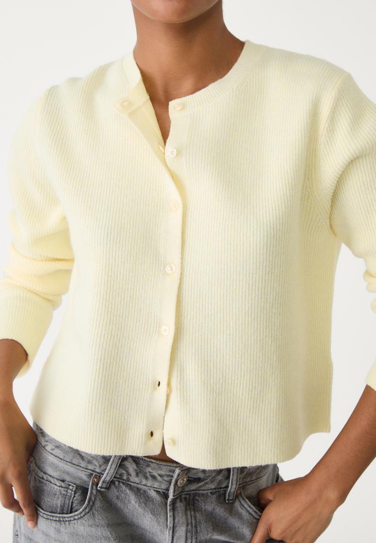chaqueta punto rib botones