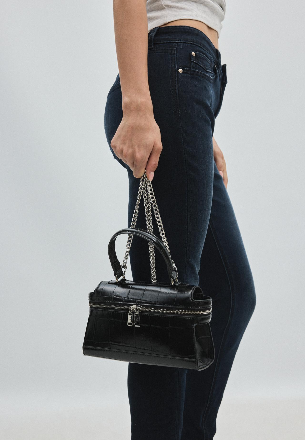 Mini coconut effect crossbody bag — Black