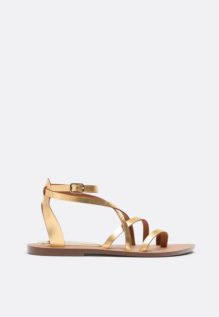 flat leather tieup sandals