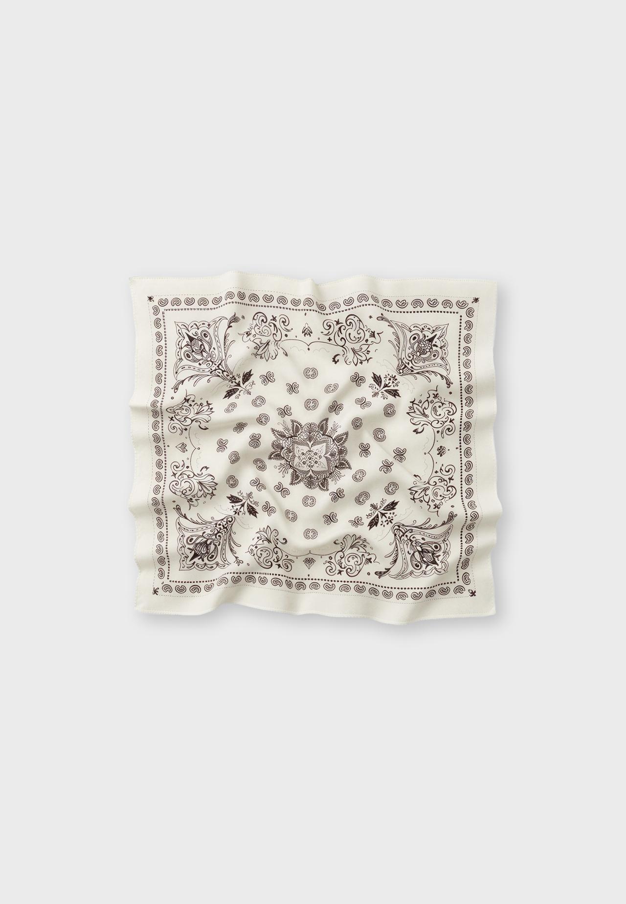 Soft-touch printed bandana scarf — Ecru