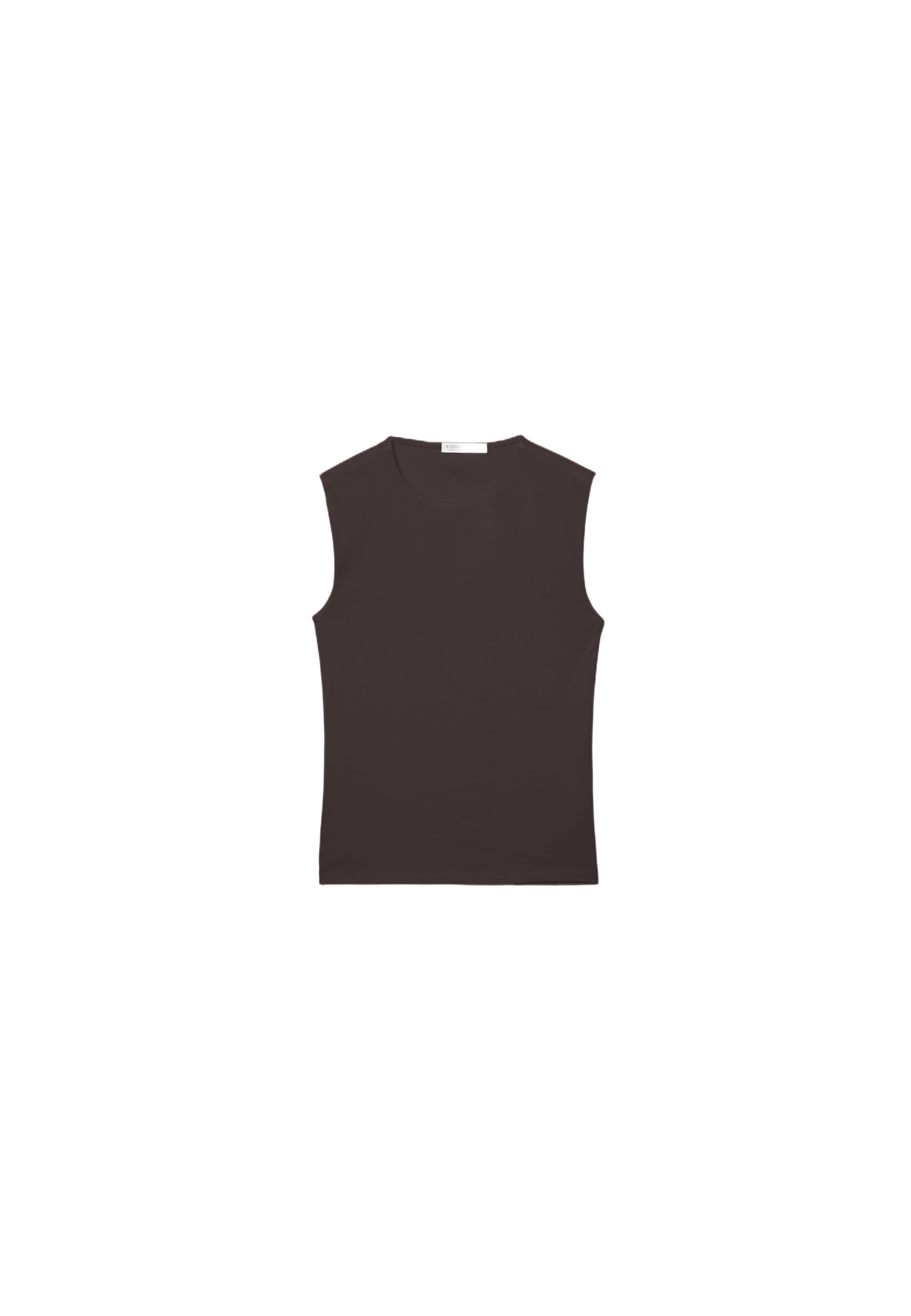 Basic Sleeveless T-Shirt — Brown