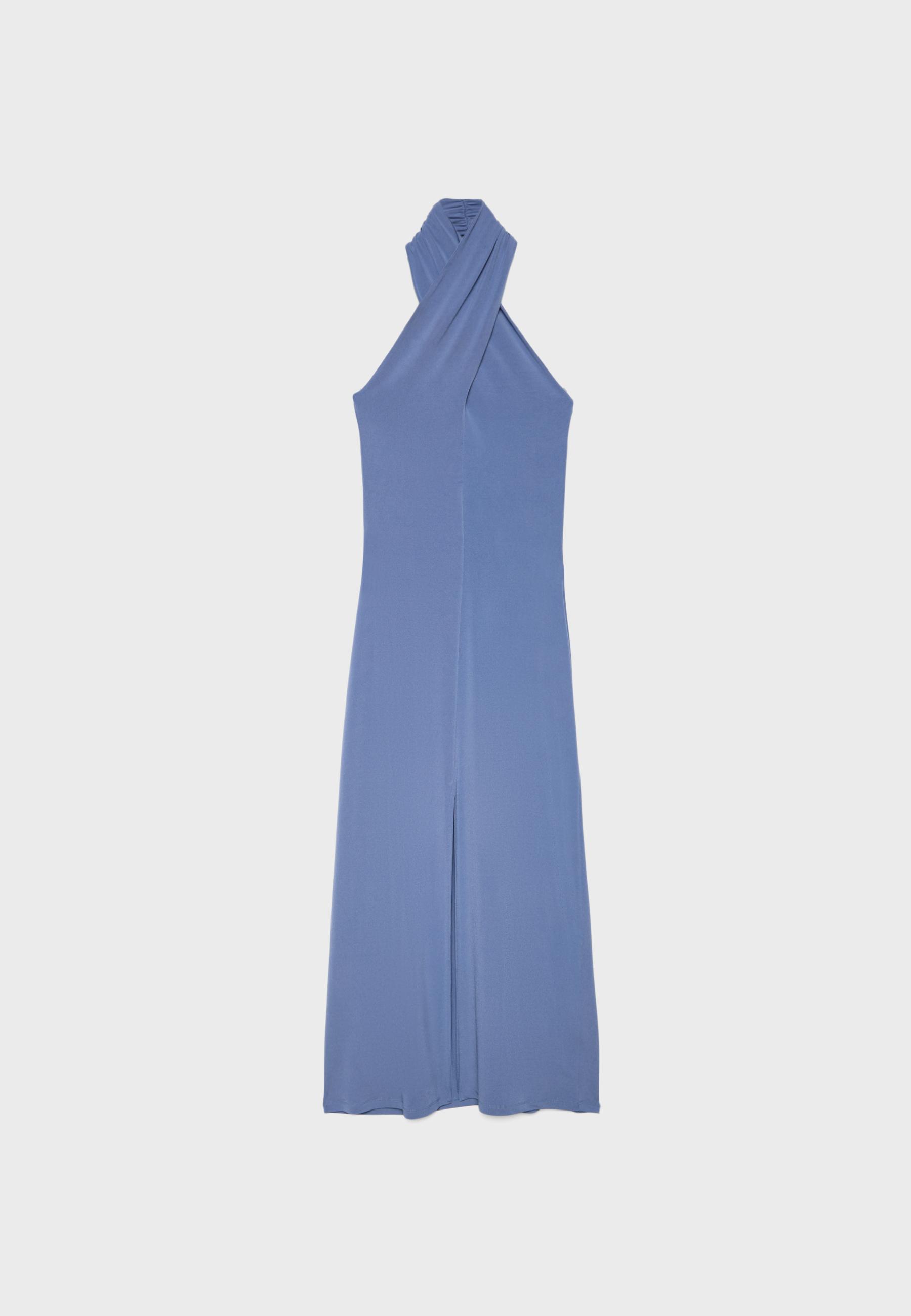 Backless halter midi dress — Sky blue