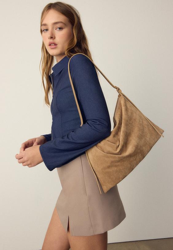 bolso hombro tacto suave mini cremalleras