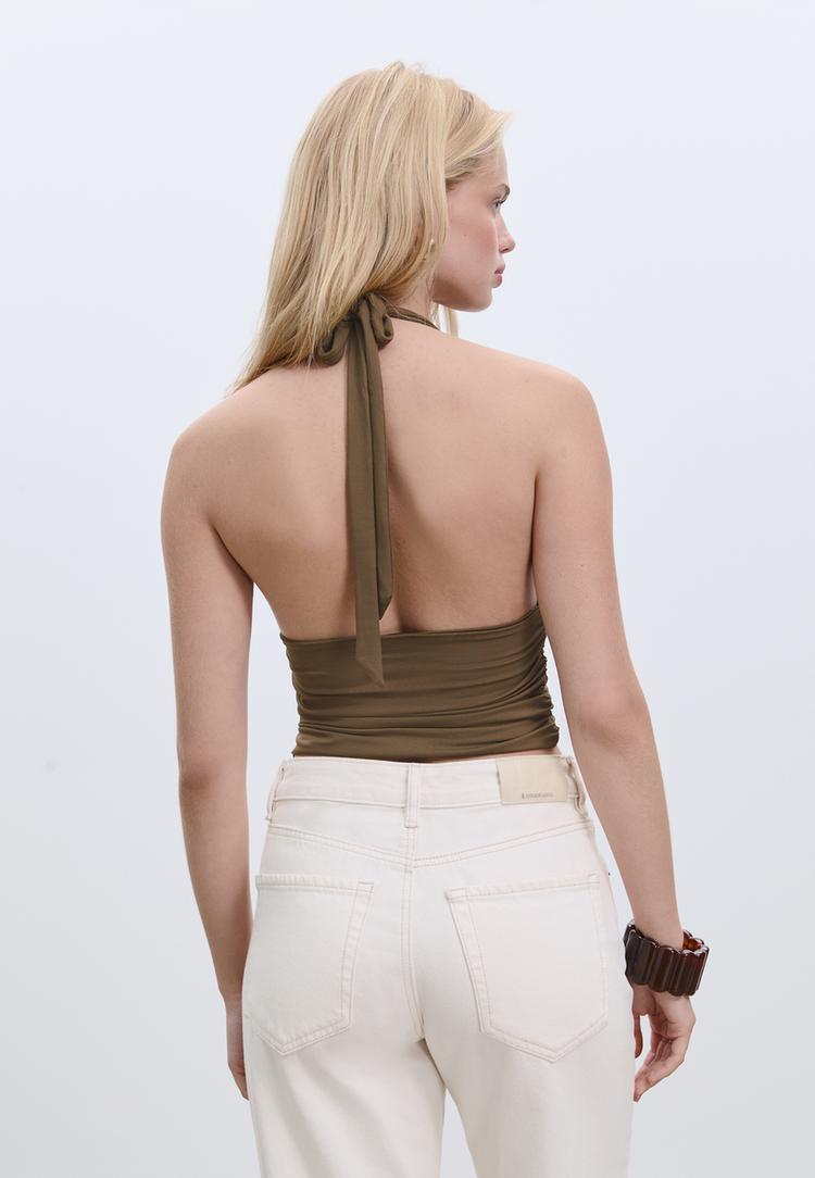 gathered halter top