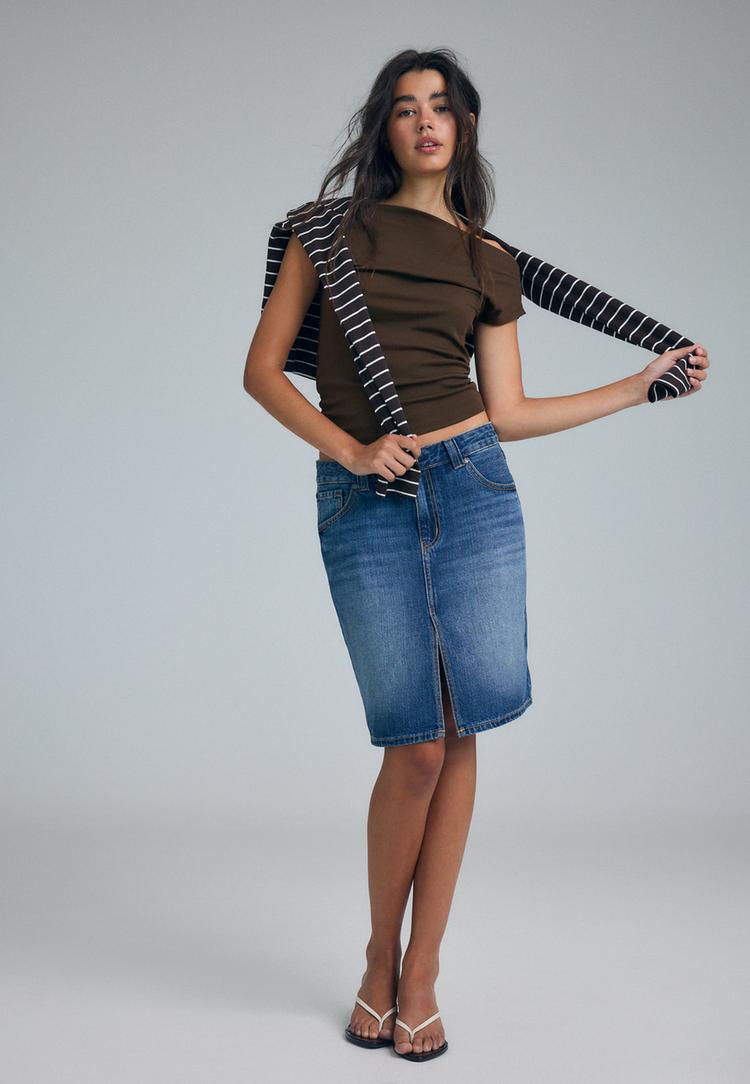 midi denim rok
