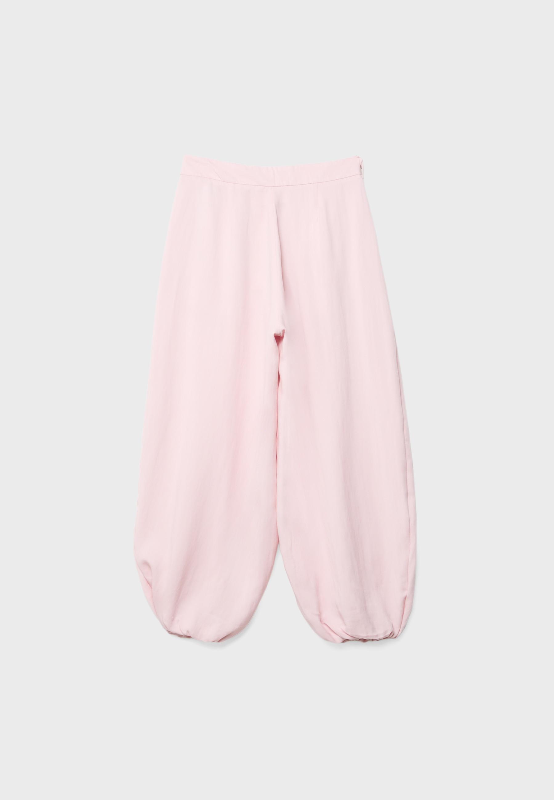 Darted sarouel trousers with buckle — Pastel pink