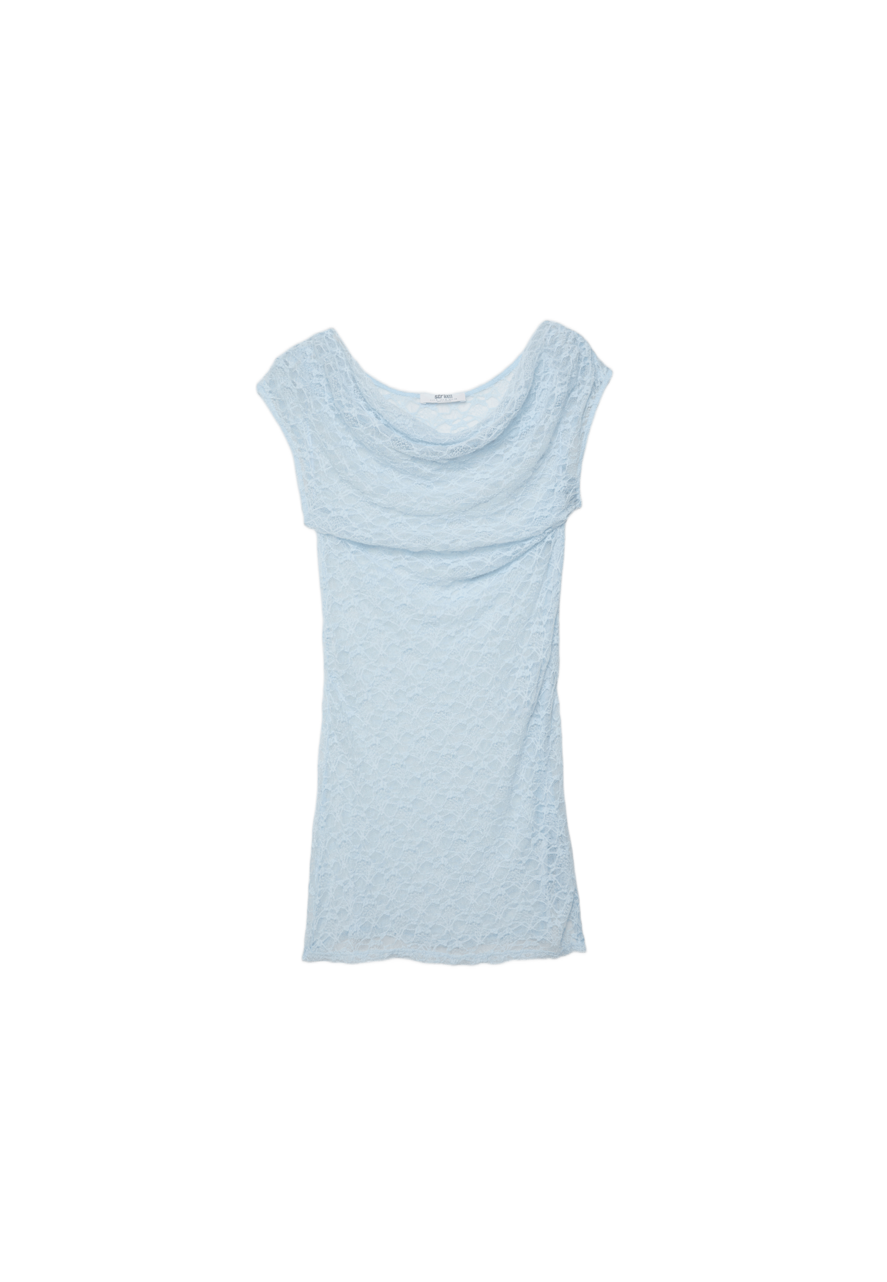 Lace top with side ruching — Sky blue
