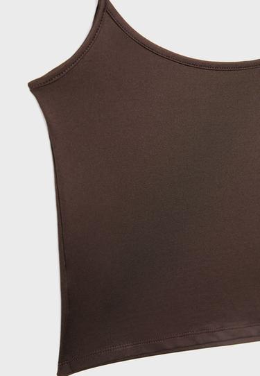 Polyamide strappy top — Brown 9
