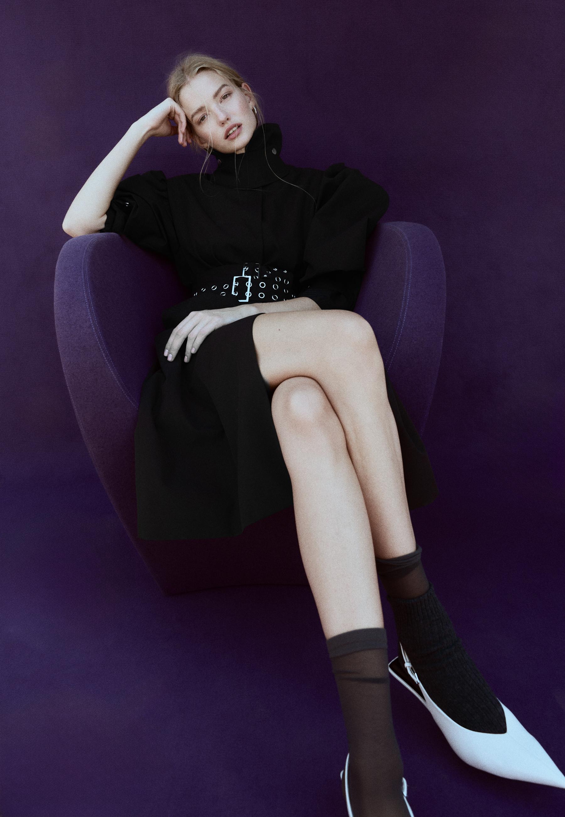 Stradivarius Trench Με Ογκώδη Μανίκια Μαύρο S