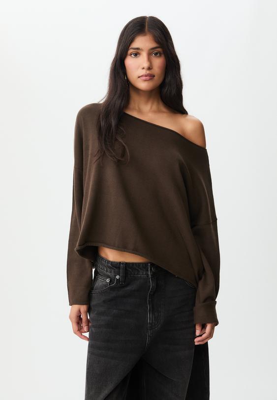 cropped trui met boothals