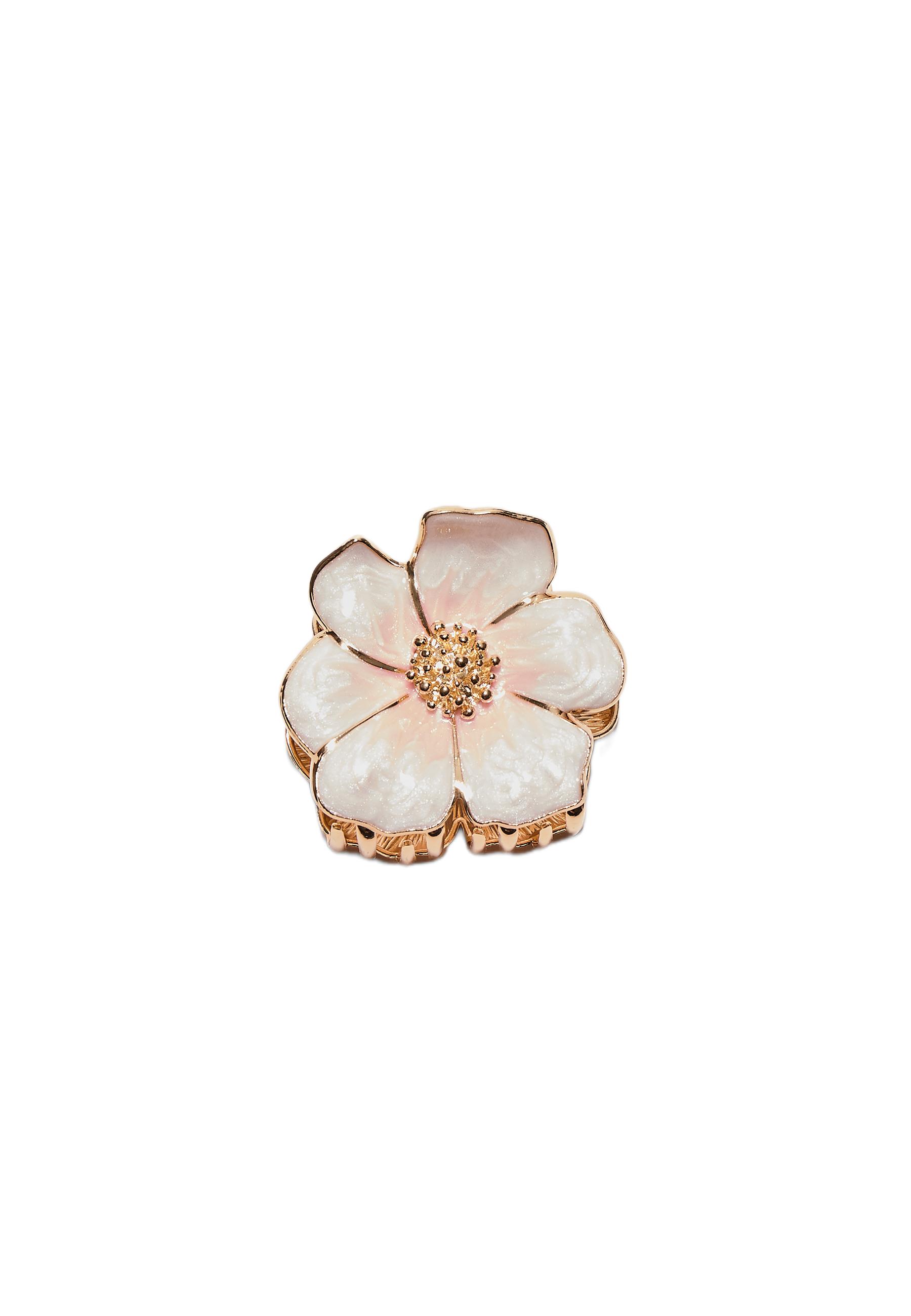 Metallic flower hair clip — Pale pink