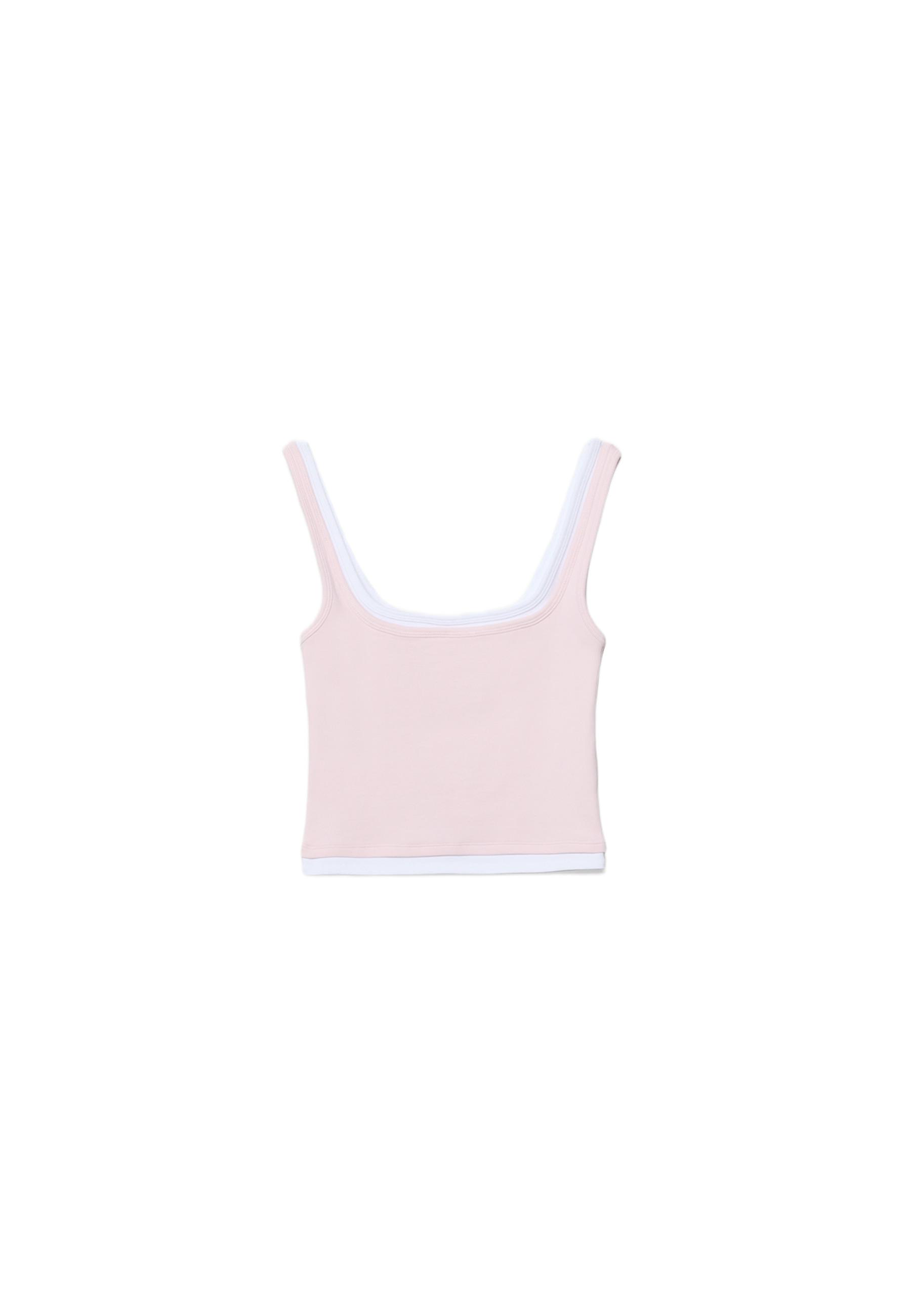 Two-piece effect square neckline top — Pastel pink