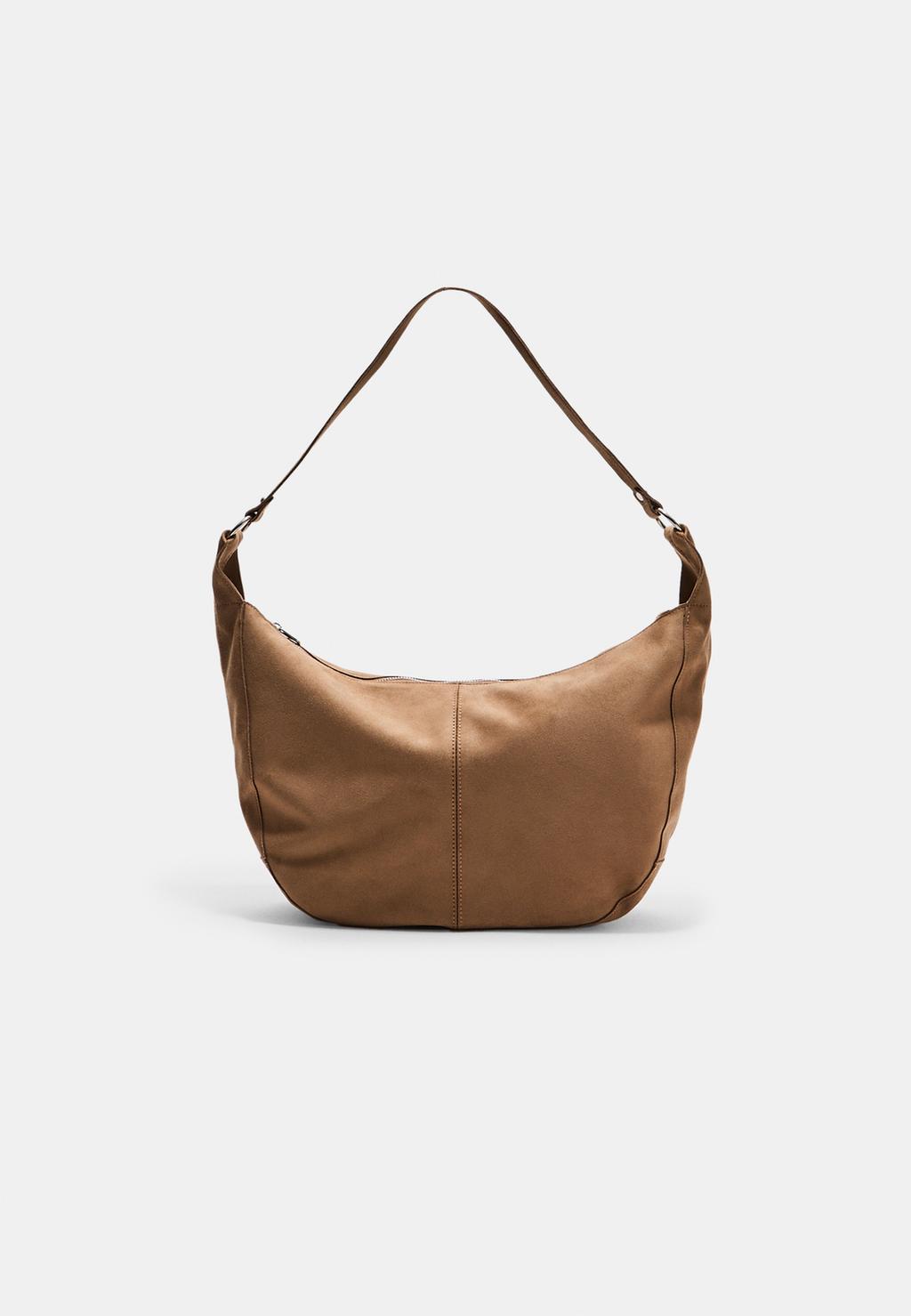 Faux suede maxi shoulder bag