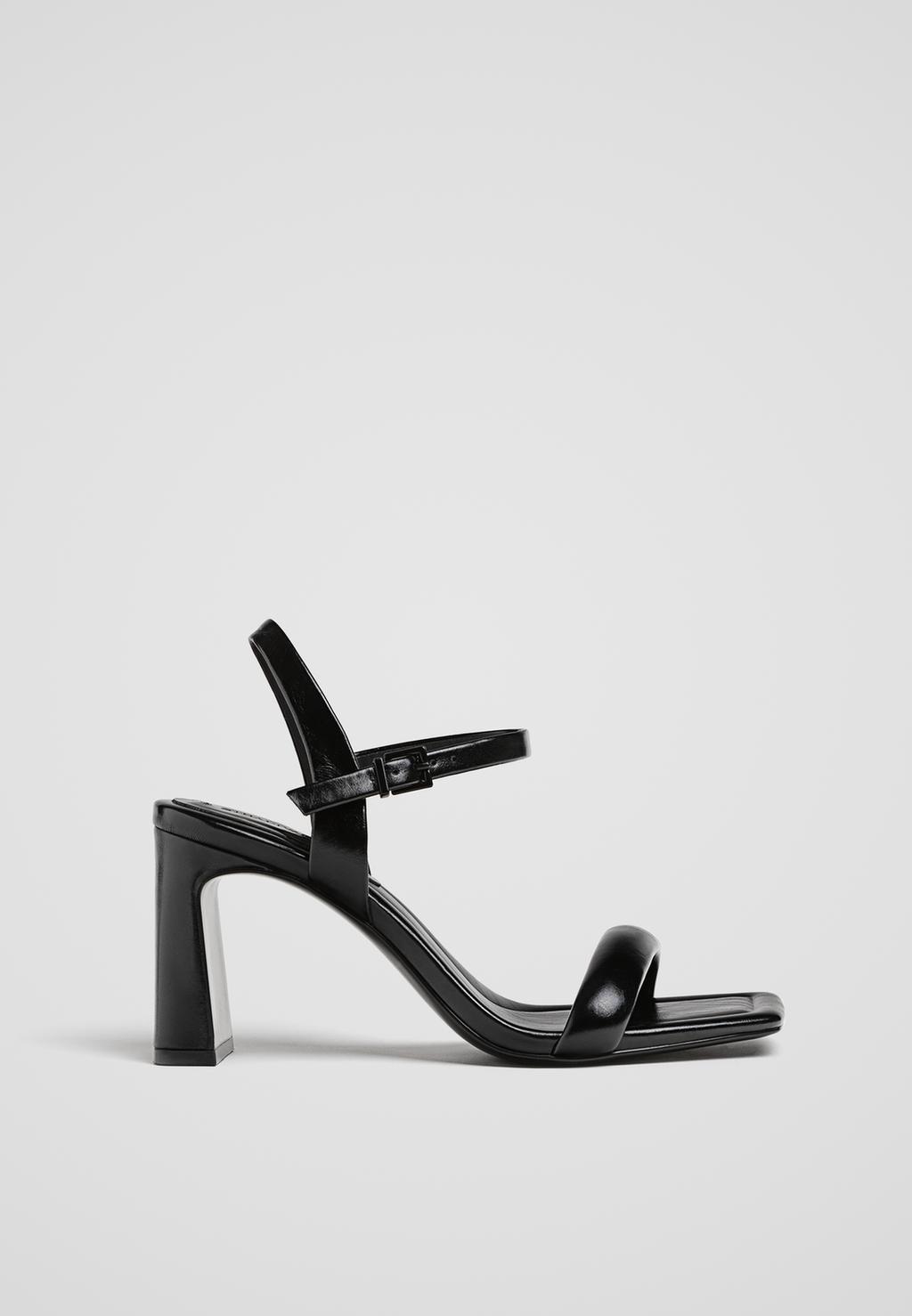 High-heel sandals with buckled ankle strap