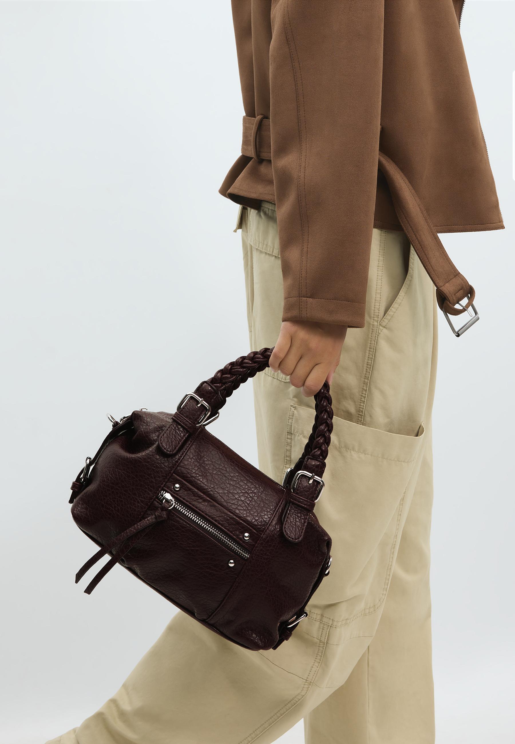 Braided handle bowling bag — Brown