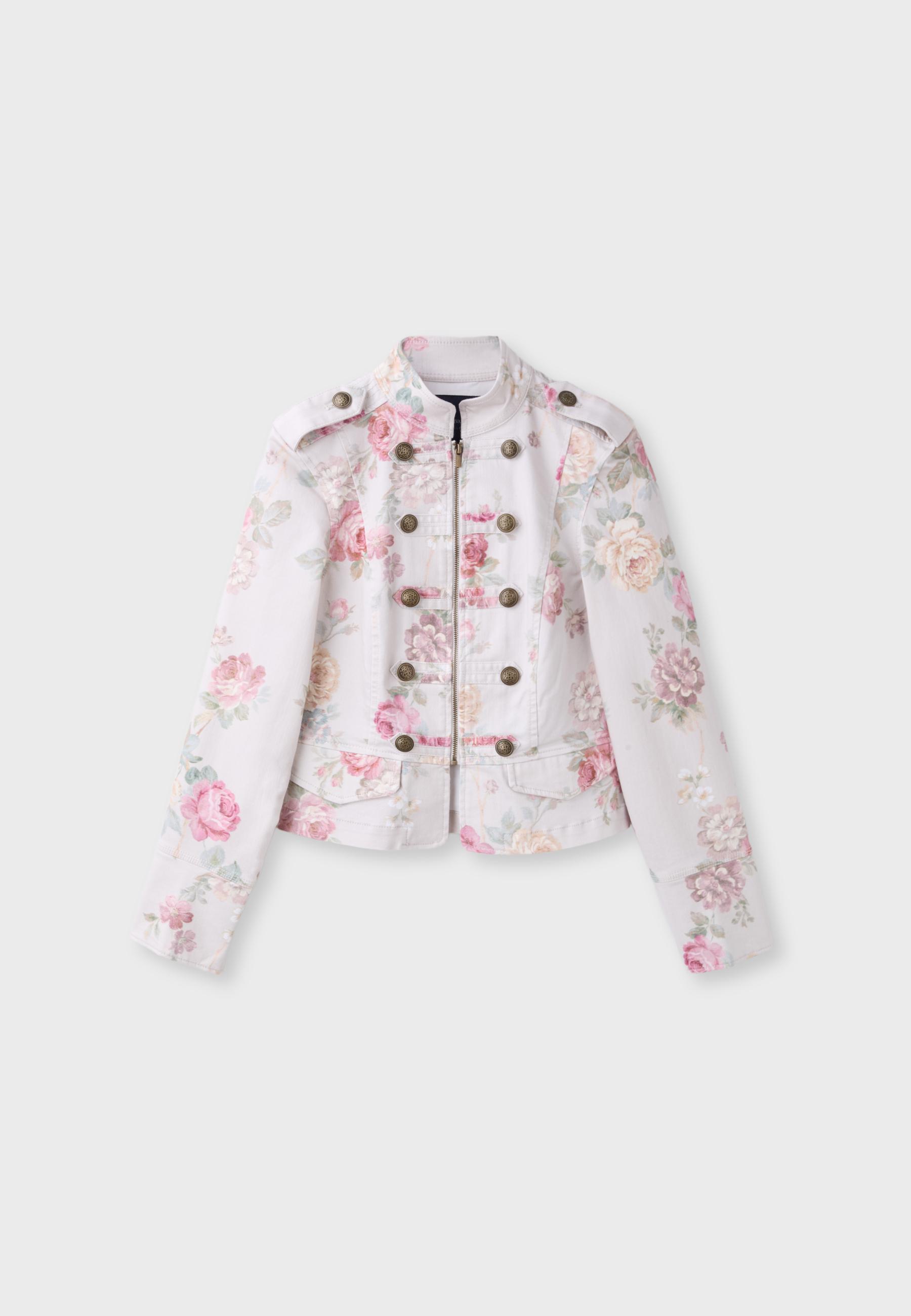 Floral print buttoned jacket — Ecru